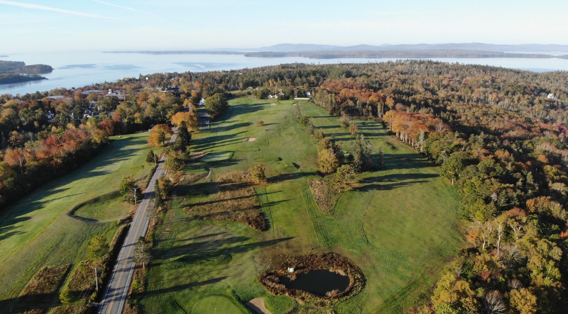 Aerial Image of Castine Golf Club in the fall